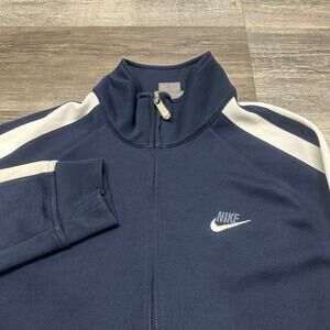 Vintage Y2K Nike Sportswear‎ Blue White Stripes Mens XL Mini Swoosh Track Jacket